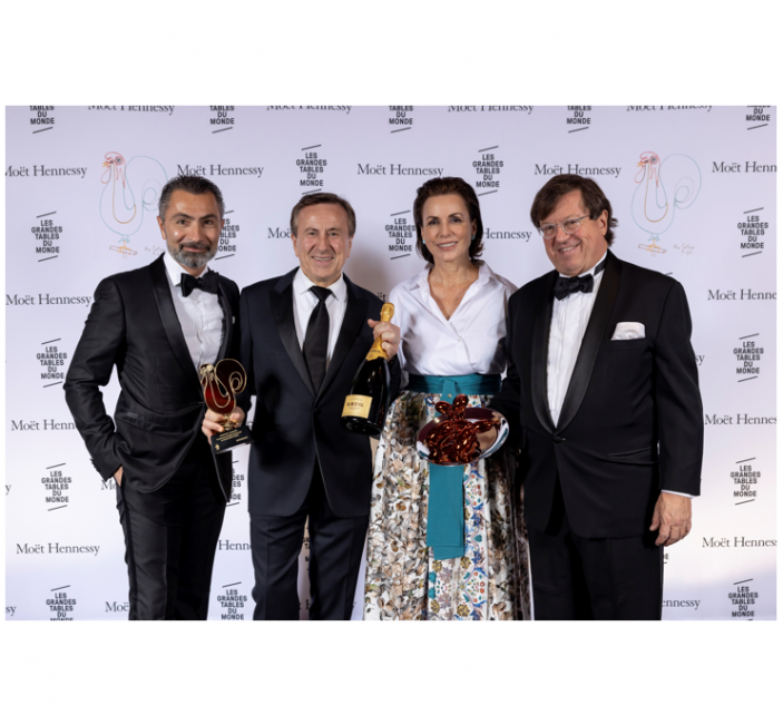 David Sinapian (président des Grandes Tables du Monde), Daniel Boulud, Sylvie Buhagiar (administratrice des Grandes Tables du Monde – restaurant Lasserre) et Michel Bernardaud (président de Bernardaud).