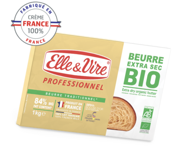 Lancement du Beurre Extra Sec Bio 84% origine France par Elle&Vire Professionnel