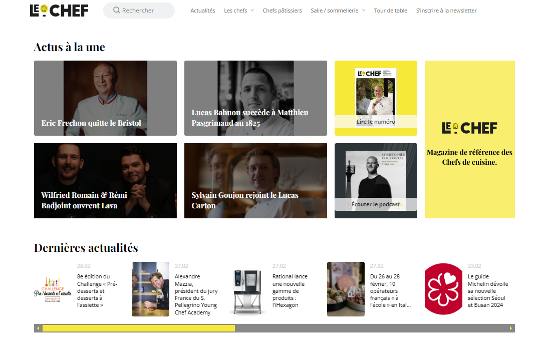 Vent de fraîcheur sur le site internet du magazine Le Chef !