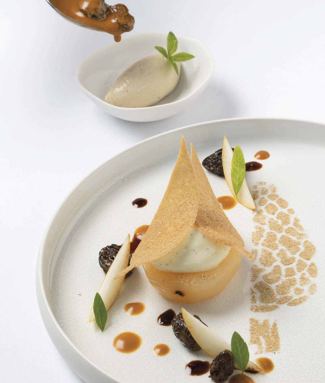 Poire et morilles
