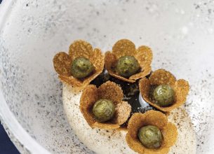 Amazake glacé assaisonné d’un caramel d’orge