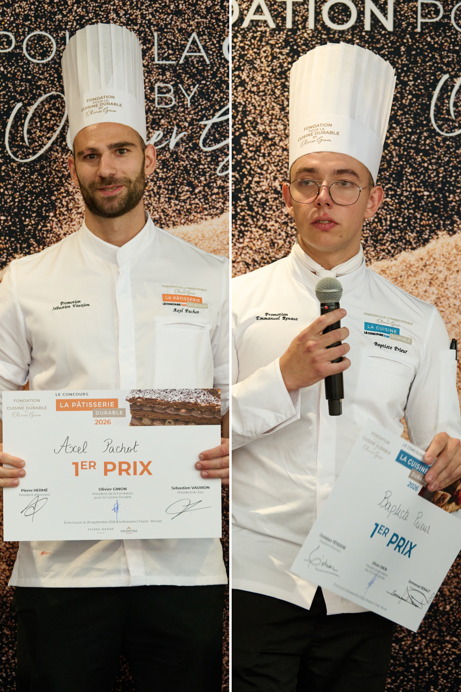 Baptiste Prieur et Axel Pachot remportent les concours La Cuisine Durable et La Pâtisserie Durable